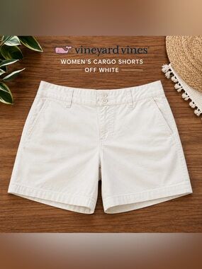 Vineyard Vines Women’s Cargo Shorts Off White Casual Summer Shorts